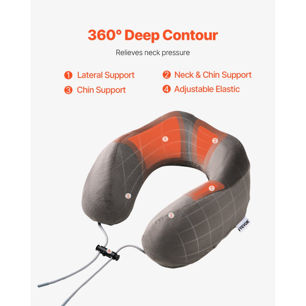 GM-2032 - Ergonomic Memory Foam Travel Pillow with Adjustable Support & Accessories