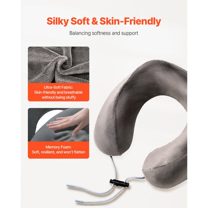 GM-2032 - Ergonomic Memory Foam Travel Pillow with Adjustable Support & Accessories