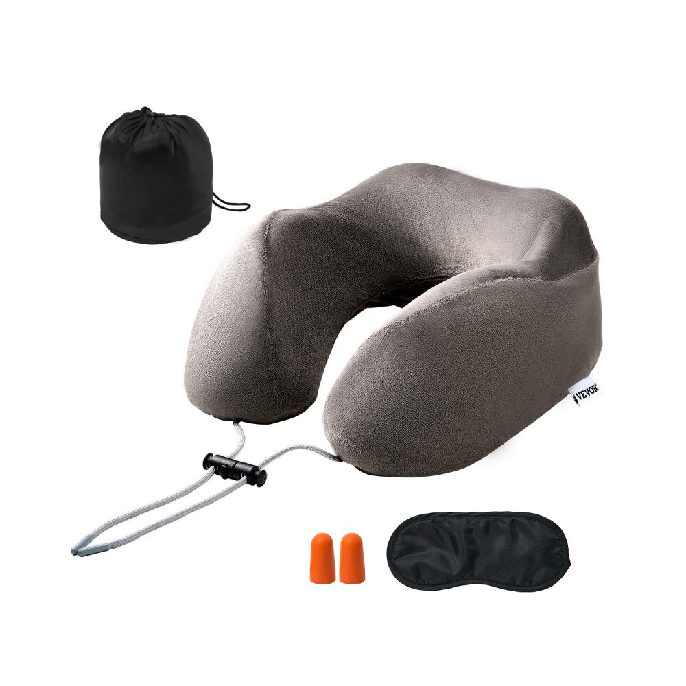 GM-2032 - Ergonomic Memory Foam Travel Pillow with Adjustable Support & Accessories