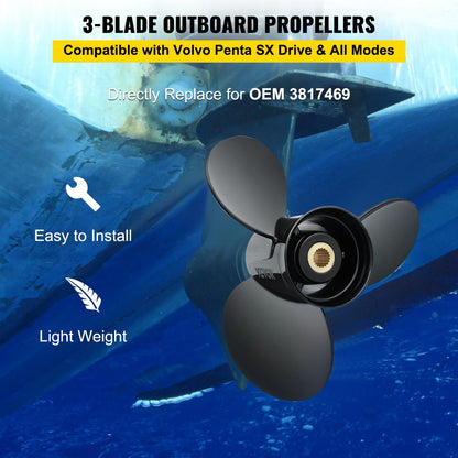 3817469 - Durable 14 1/4" Aluminium Outboard Propeller, 21 Pitch for Speed