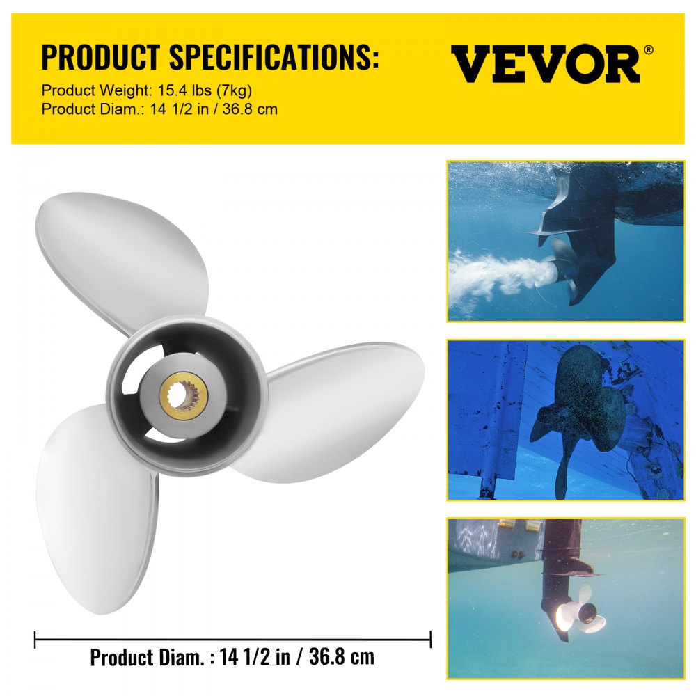 OEM 3860709 - 14.5" Stainless Steel Outboard Propeller for Volvo Penta