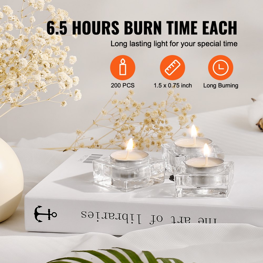 HA1806 - VEVOR 1.5" Unscented Tea Light Candles, 6.5 Hour Burn Time