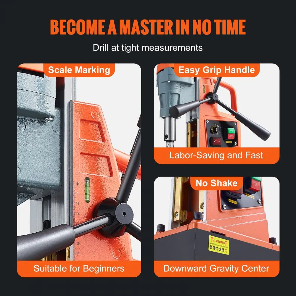 010801808762 - 1550W Magnetic Drill with 500 RPM & Secure Grip