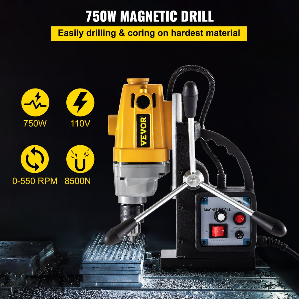 VV-MD-750 - Heavy-Duty Magnetic Drill for Precision Boring Up to 3.9" Depth