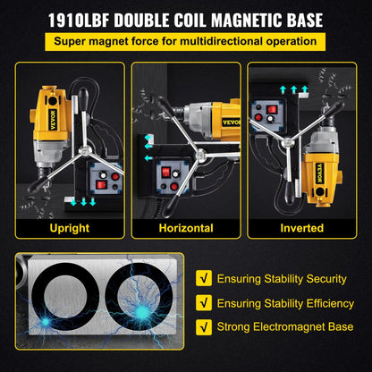 VV-MD-750 - Heavy-Duty Magnetic Drill for Precision Boring Up to 3.9" Depth
