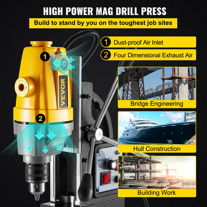 VV-MD-750 - Heavy-Duty Magnetic Drill for Precision Boring Up to 3.9" Depth