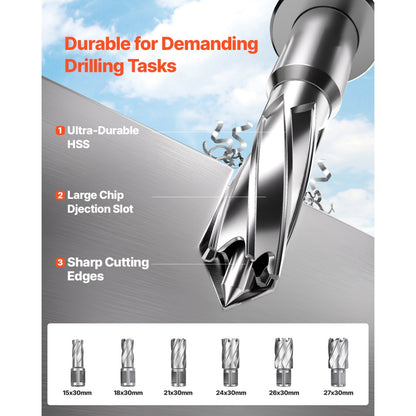 ZT-50HAR - Magnetic Drill Press with 6 Bits for Steel and Iron
