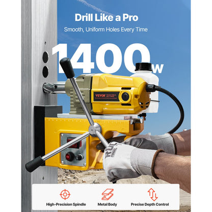 ZT-40HA - 1400W Magnetic Drill with Precision Depth Control and 800 RPM