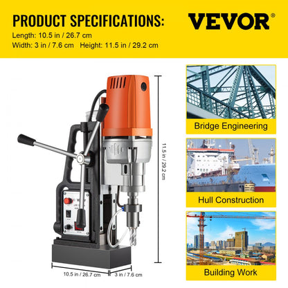 010142563915 - VEVOR 1680W Magnetic Drill Press with 13000N Force and 500 RPM