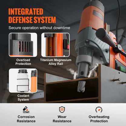 010950311853 - Portable 1450W Magnetic Drill with Variable Speed Control