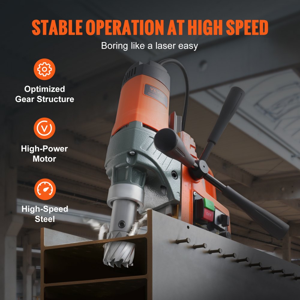 010364866477 - Portable 1450W Magnetic Drill for Steel and Metal Projects