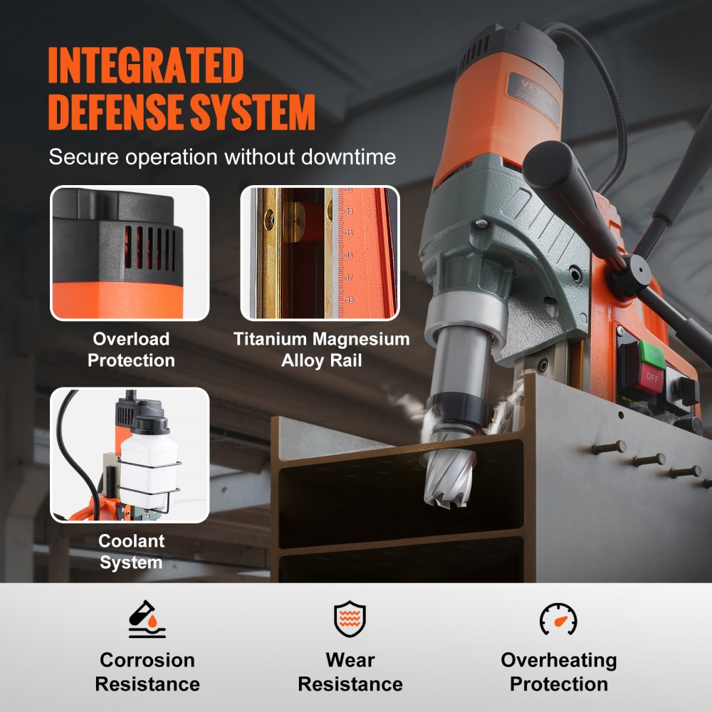 010954197511 - VEVOR 1450W Magnetic Drill with 10-Speed Control and Quick-Release Arbor