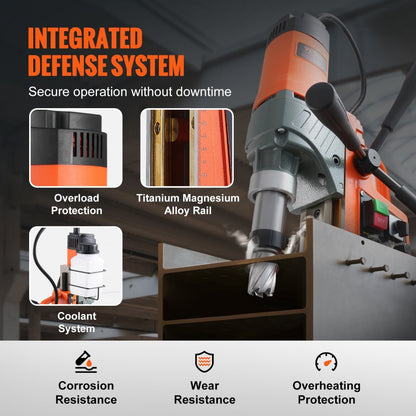 010954197511 - VEVOR 1450W Magnetic Drill with 10-Speed Control and Quick-Release Arbor