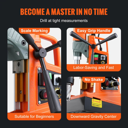 010954197511 - VEVOR 1450W Magnetic Drill with 10-Speed Control and Quick-Release Arbor