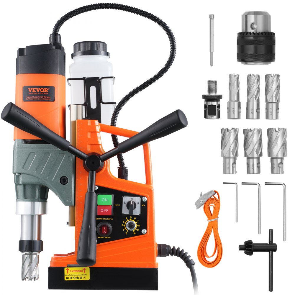 010954197511 - VEVOR 1450W Magnetic Drill with 10-Speed Control and Quick-Release Arbor