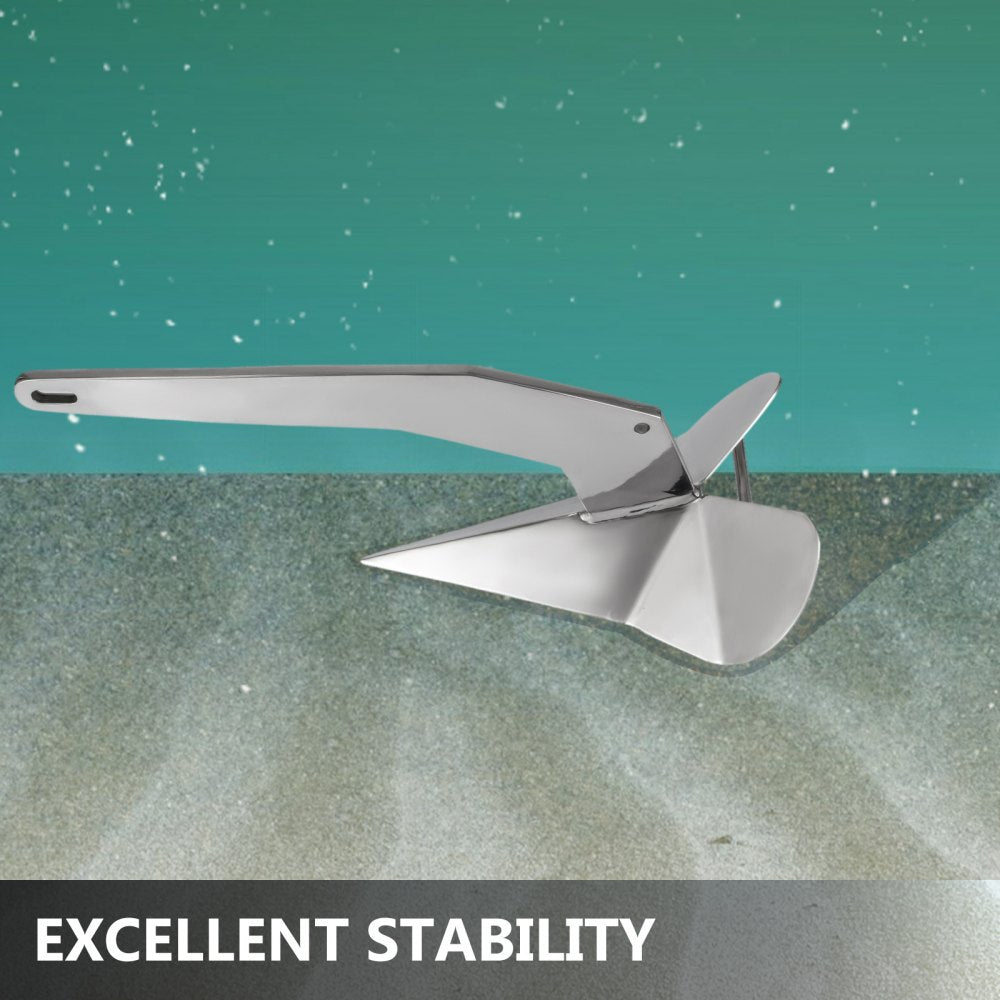 010343860751 - 14lb Stainless Steel Delta Anchor for 20-35 ft Boats