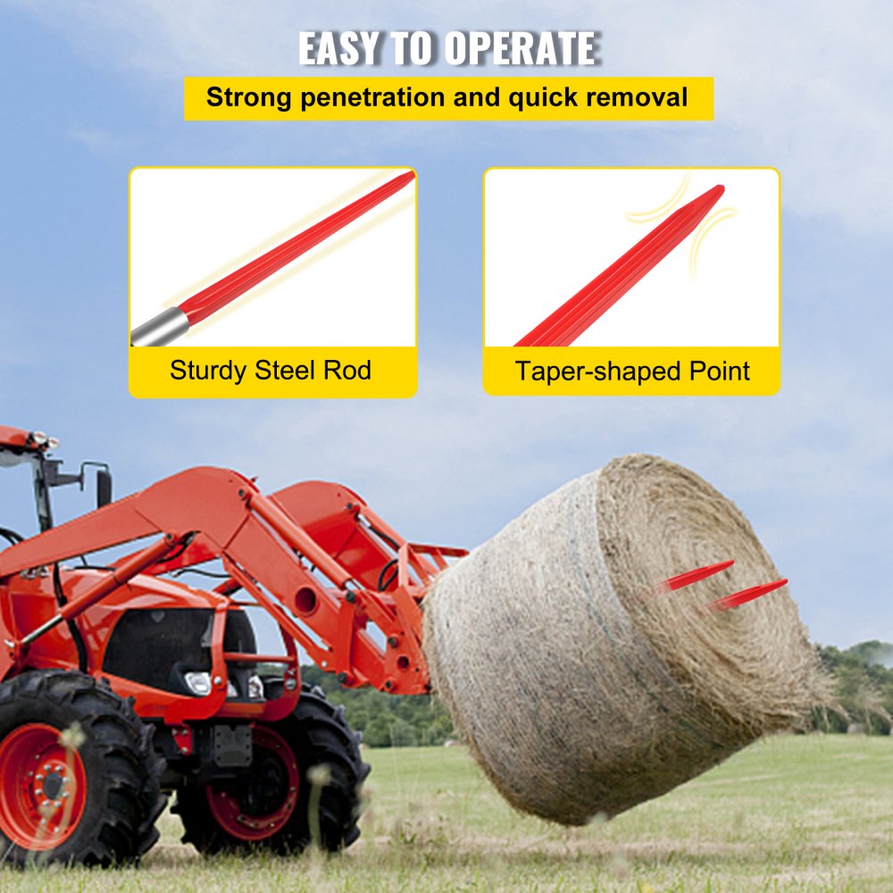 010573330922 - 32" Heavy-Duty Hay Bale Spear with 1350 lbs Capacity