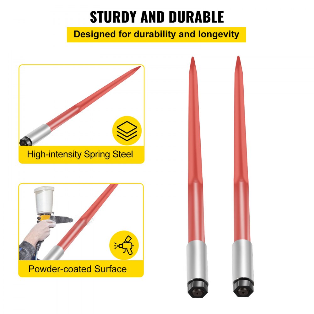 010656641664 - Durable 43" Hay Bale Spear with 3000 lbs Capacity