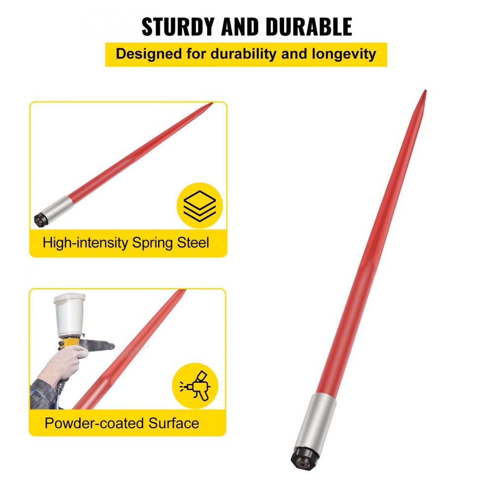 010687293606 - 49" Durable Spring Steel Hay Bale Spear for Easy Handling