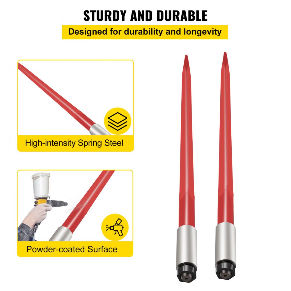 010104831080 - 39" Durable Spring Steel Hay Bale Spear with 3000 lbs Capacity