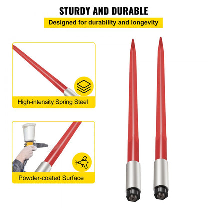 010104831080 - 39" Durable Spring Steel Hay Bale Spear with 3000 lbs Capacity