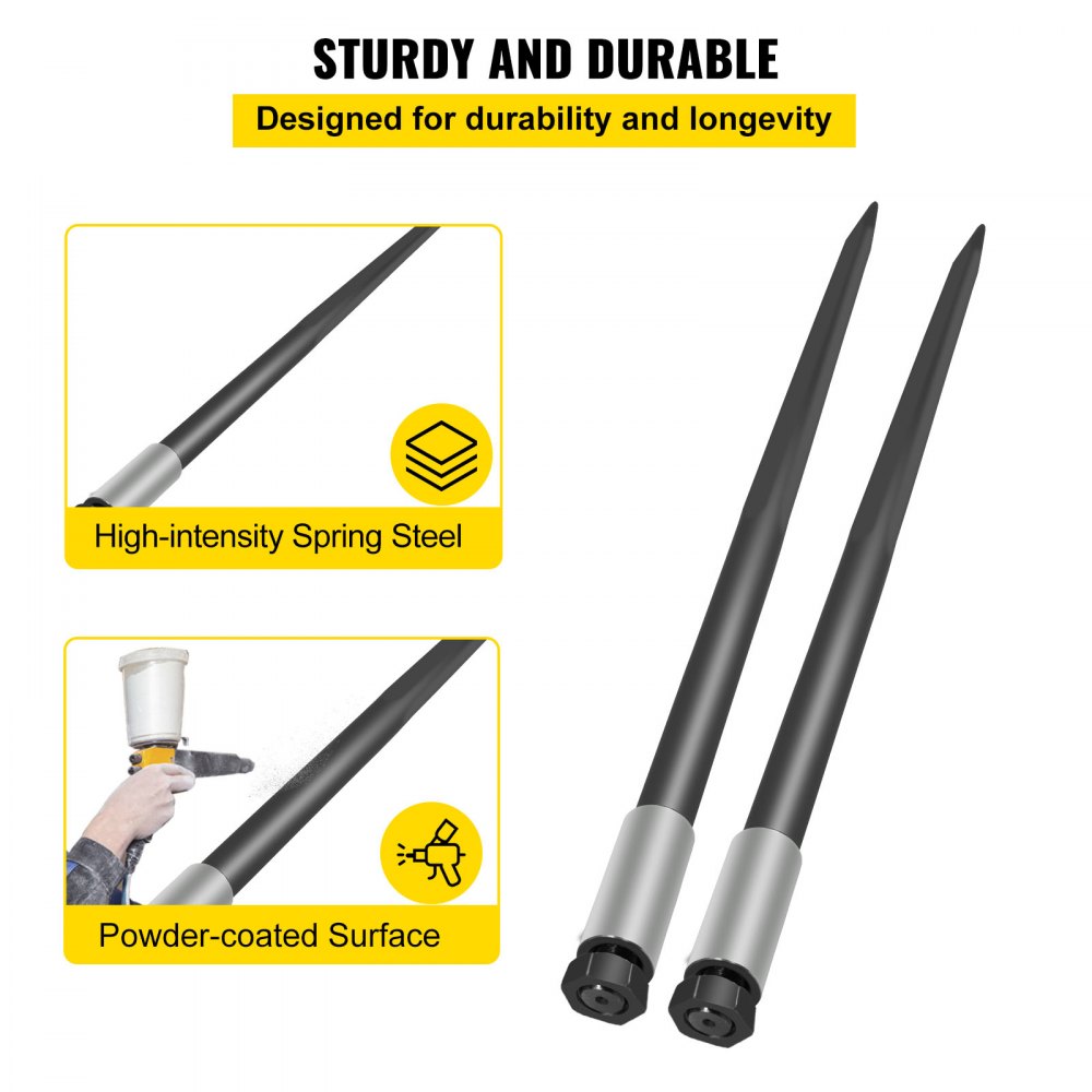 010217031136 - Durable 49" Steel Hay Bale Spear for Easy Lifting