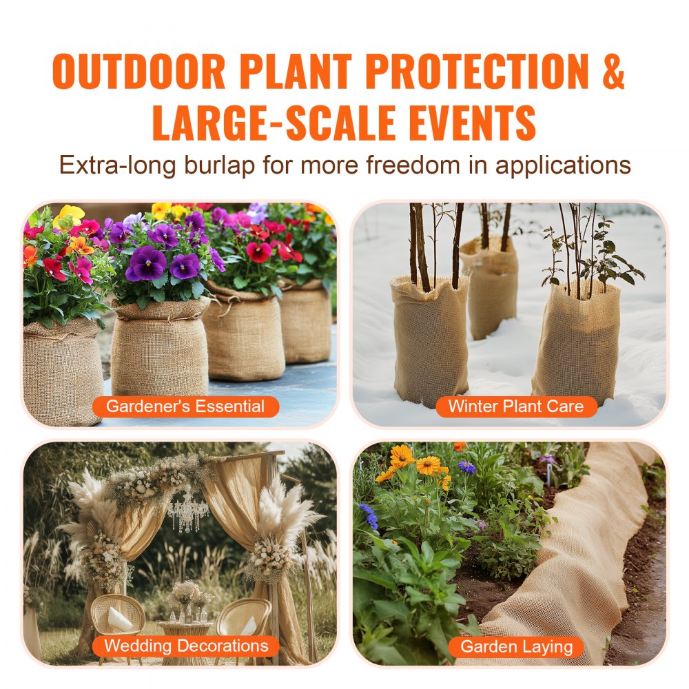 50x50x14inx30ft - Durable 30ft Burlap Fabric Roll for Decor and Gardening