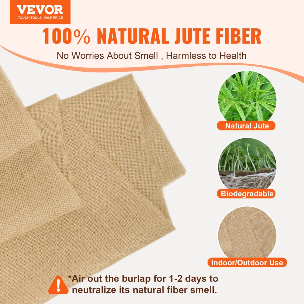 50x50x40inx30ft - Natural Jute Burlap Fabric Roll for Rustic Décor & DIY Projects