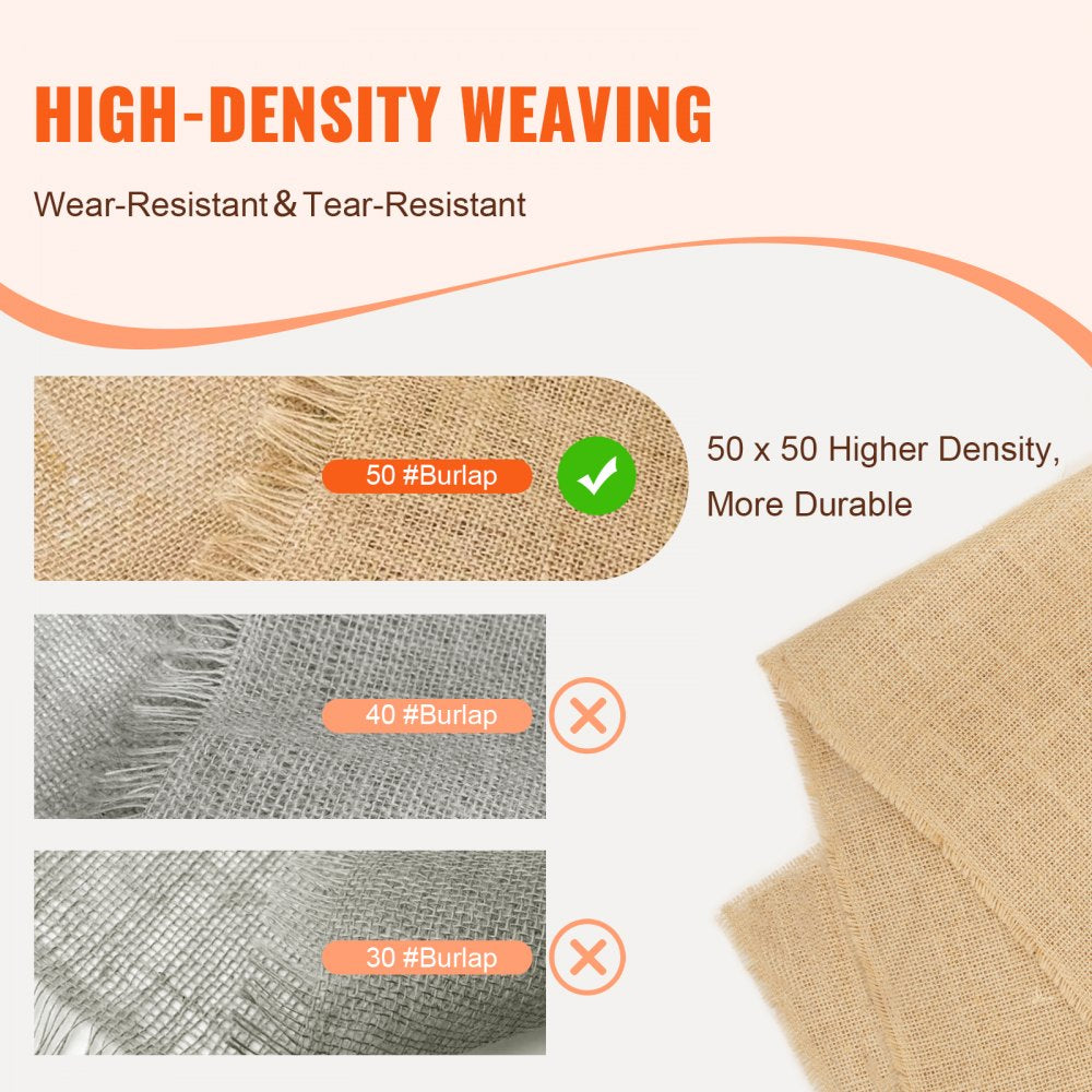 50x50x40inx30ft - Natural Jute Burlap Fabric Roll for Rustic Décor & DIY Projects