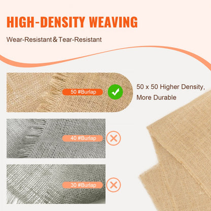 50x50x40inx30ft - Natural Jute Burlap Fabric Roll for Rustic Décor & DIY Projects