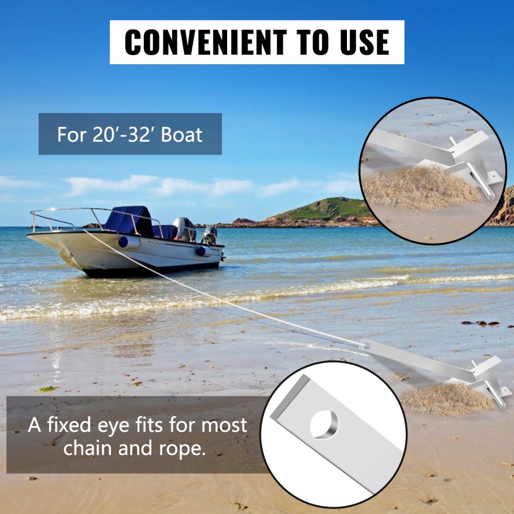 010577856468 - 13 lb Marine Fluke Anchor Kit for Strong Mooring