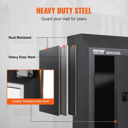 MA074 - Heavy-Duty Dark Gray Key Drop Box with Rainproof Design