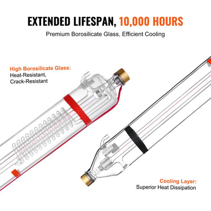 T100 - 57" VEVOR 100W CO2 Laser Tube for High-Precision Engraving