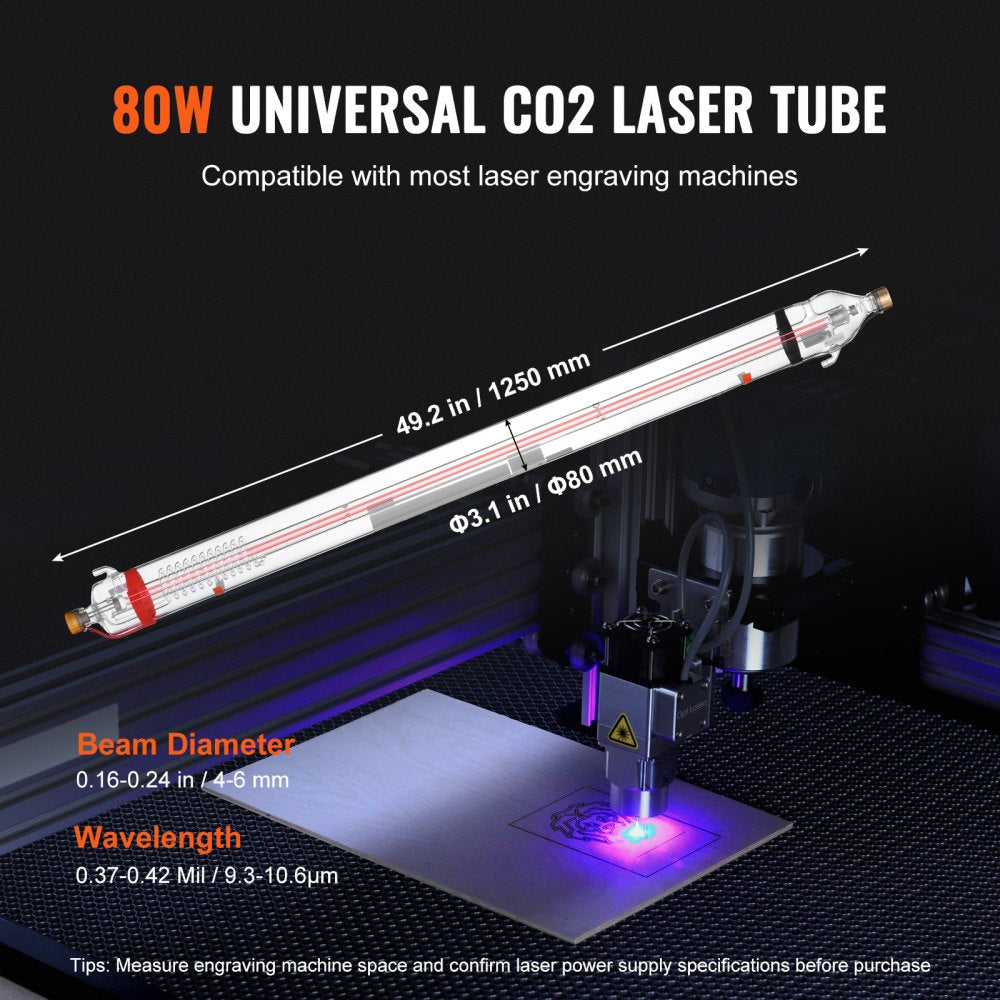 T90 - 49.2in VEVOR 90W CO2 Laser Tube, High-Precision Performance