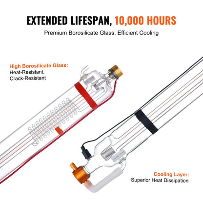 T90 - 49.2in VEVOR 90W CO2 Laser Tube, High-Precision Performance