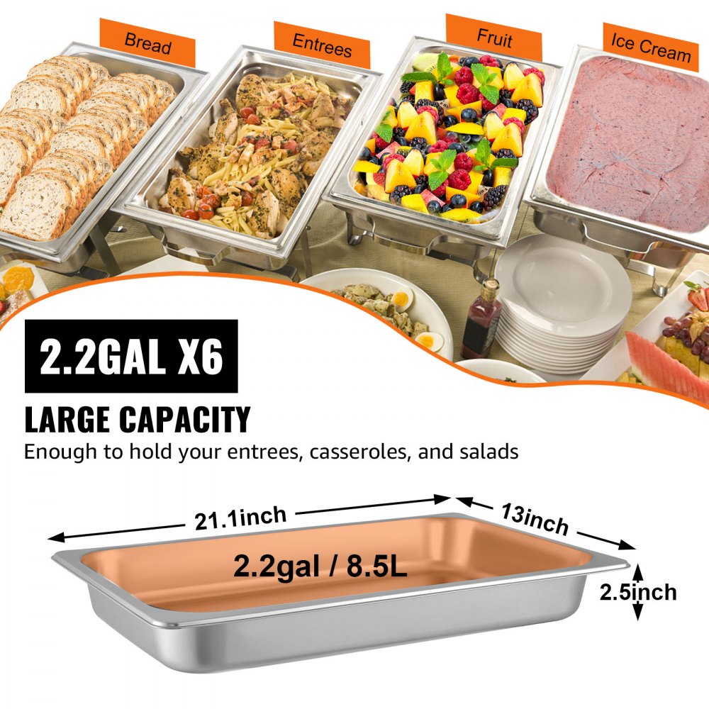 010529800149 - 6 Pack 20.9" Stainless Steel Steam Table Pans for Versatile Serving
