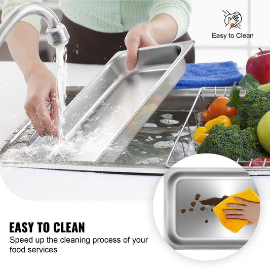 010529800149 - 6 Pack 20.9" Stainless Steel Steam Table Pans for Versatile Serving