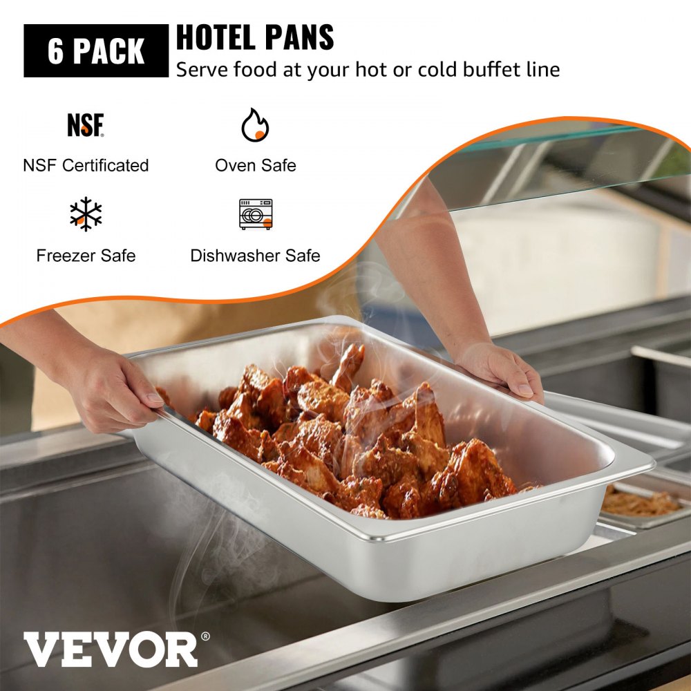 010371864161 - Stainless Steel Steam Table Pans 20.9 x 12.8 x 3.9 Inches