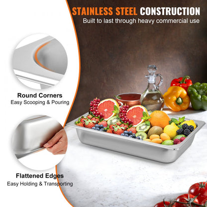 010371864161 - Stainless Steel Steam Table Pans 20.9 x 12.8 x 3.9 Inches