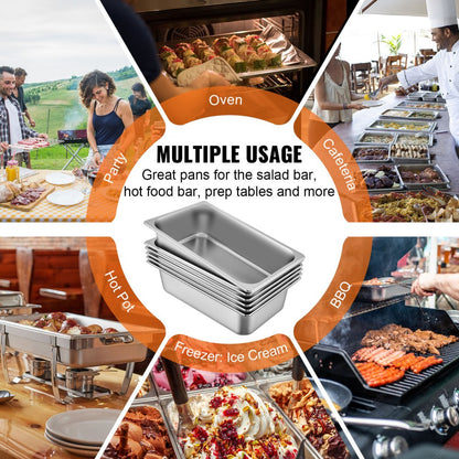 010224700079 - Set of 6 Stainless Steel Steam Table Pans 20.9 x 12.8 Inch