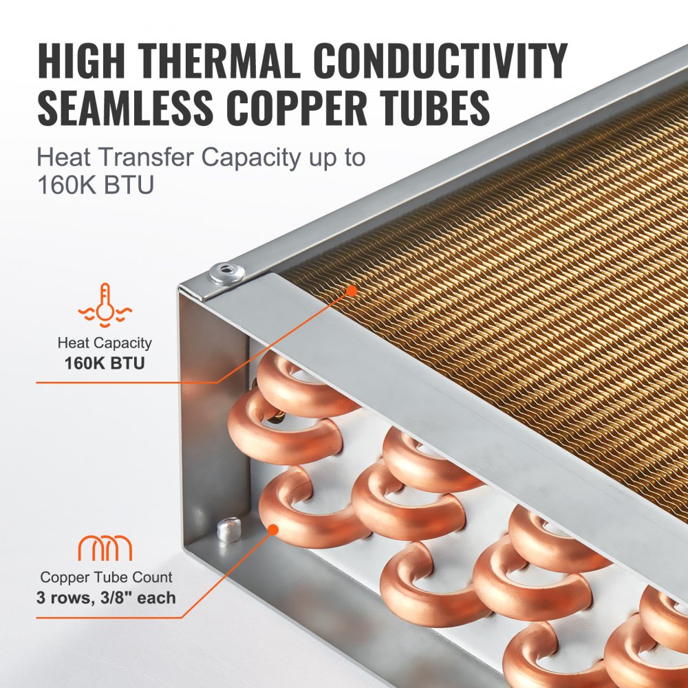 C20×20 - 20" x 20" VEVOR Water to Air Heat Exchanger with 2402 Fins