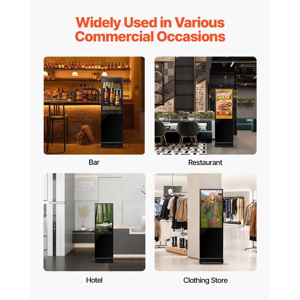 DC-A43ZN-A - 43" Touchscreen Digital Signage Kiosk with Split Screen & Mobility