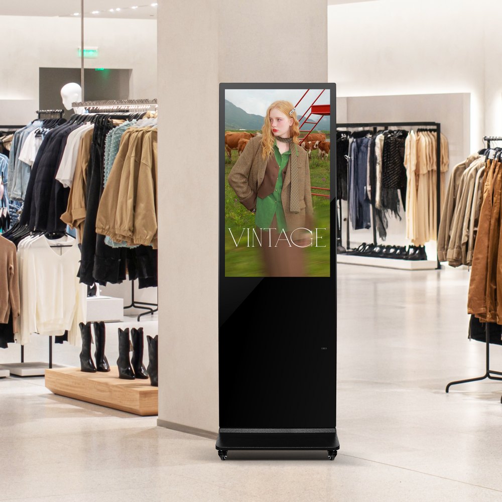 DC-A43ZN-A - 43" Touchscreen Digital Signage Kiosk with Split Screen & Mobility