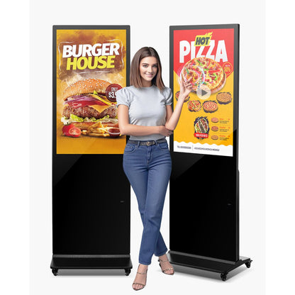 DC-A43ZN-A - 43" Touchscreen Digital Signage Kiosk with Split Screen & Mobility