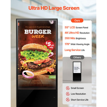 DC-A55ZN-A - 55" Touchscreen Digital Signage Kiosk with Split Screen Display