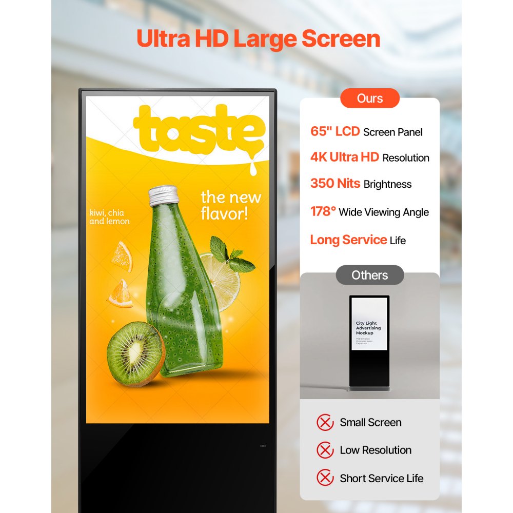 DC-A65ZN-A - 65" Touchscreen Digital Signage Kiosk with Split-Screen Feature
