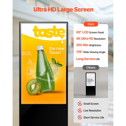 DC-A65ZN-A - 65" Touchscreen Digital Signage Kiosk with Split-Screen Feature