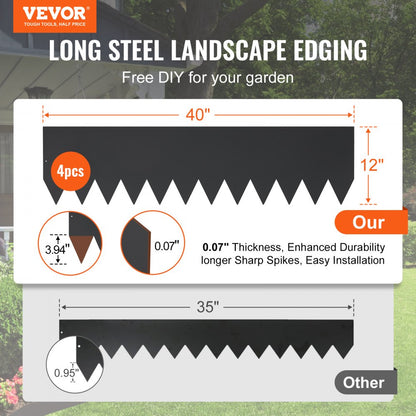 JC12*40in 4pcs - Durable Steel Garden Edging for Clean Landscape Borders