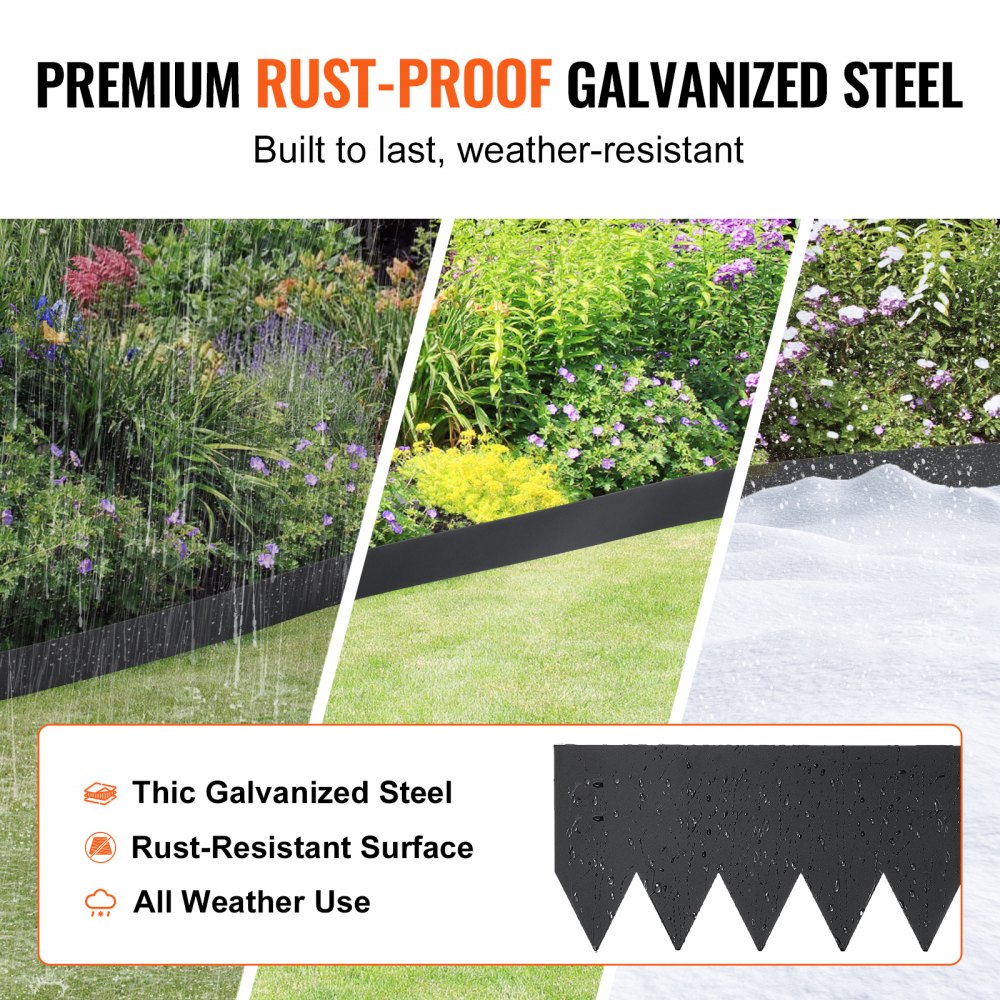 JC12*40in 4pcs - Durable Steel Garden Edging for Clean Landscape Borders