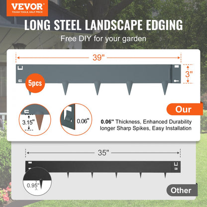 CYGREY39*3in - 39" Steel Landscape Edging for Easy Garden Lines